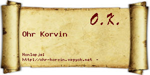 Ohr Korvin névjegykártya